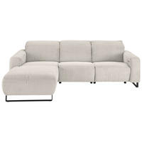 ECKSOFA in Cord Creme  - Creme/Schwarz, Konventionell, Textil/Metall (180/266cm) - Hom`in