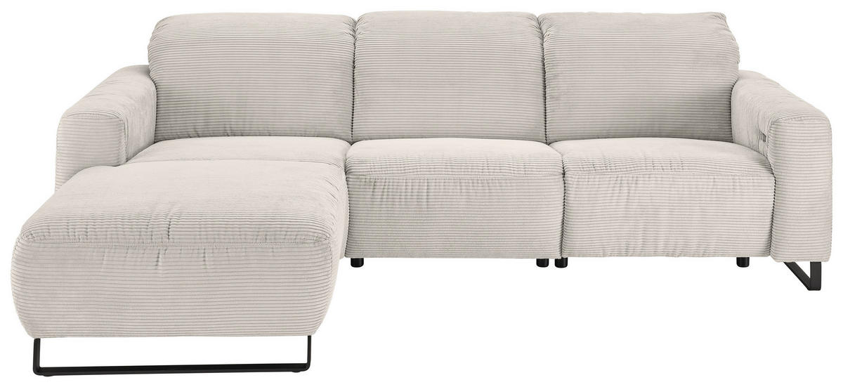 ECKSOFA in Cord Creme  - Creme/Schwarz, Konventionell, Textil/Metall (180/266cm) - Hom`in