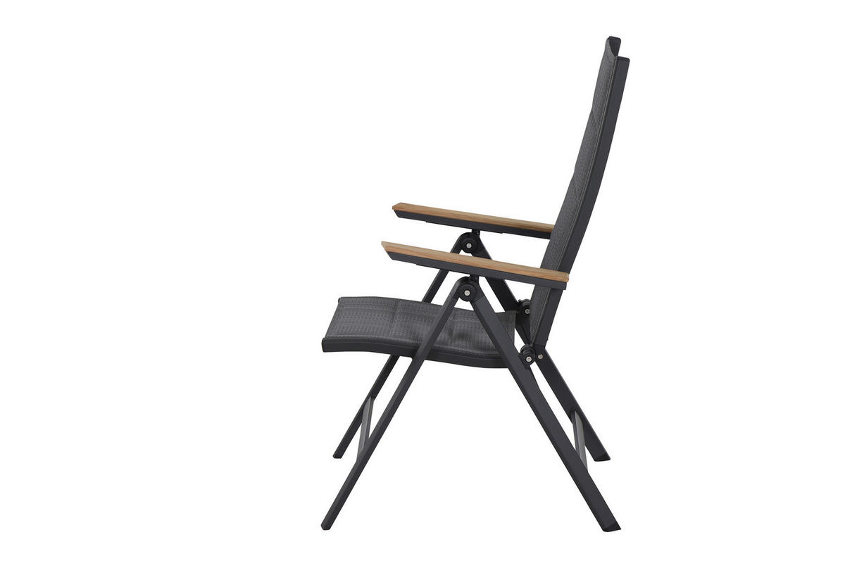 GARTENKLAPPSESSEL Teakholz Aluminium Anthrazit  - Anthrazit, KONVENTIONELL, Holz/Kunststoff (59/110/68cm) - Siena Garden