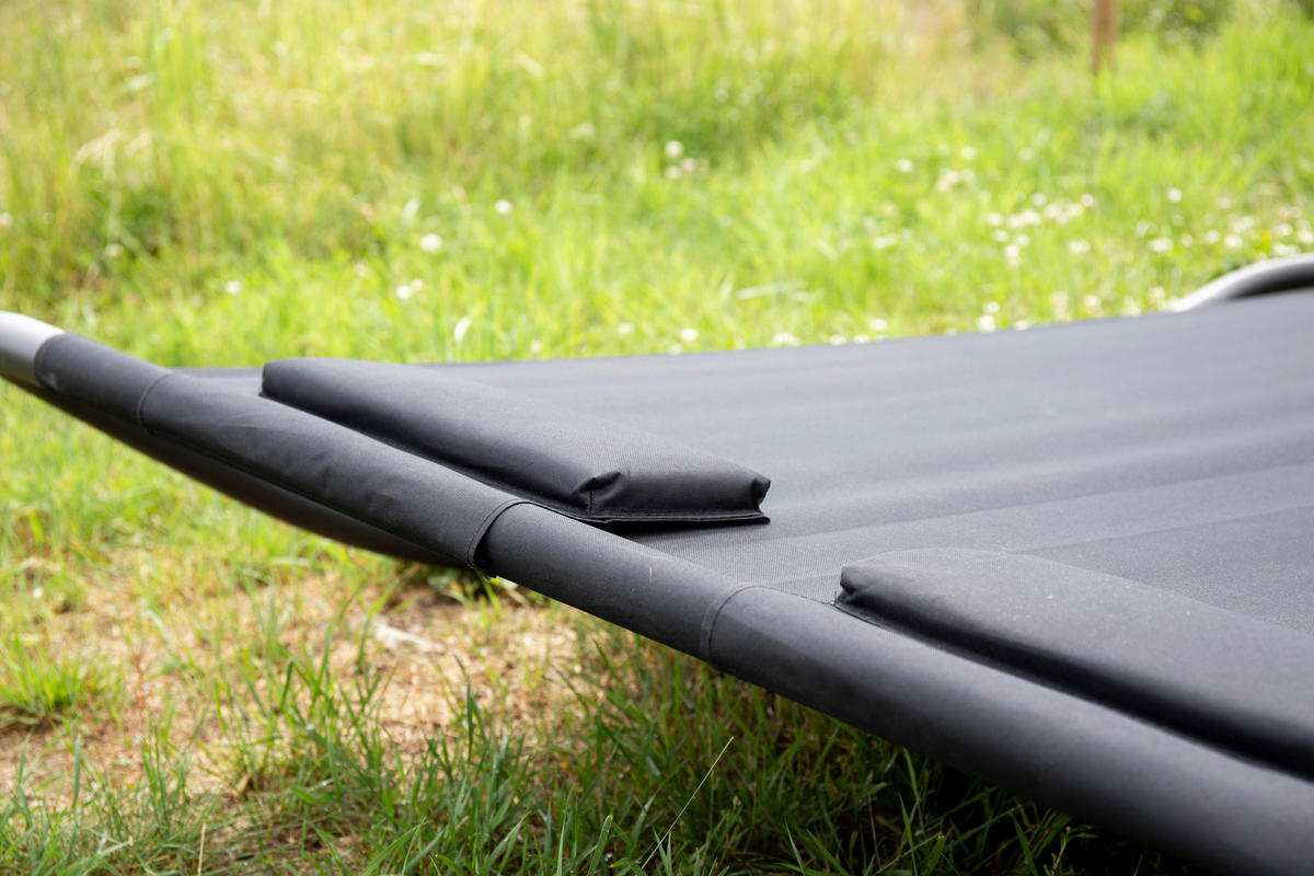 SONNENLIEGE 180/48/200 cm  - Schwarz, KONVENTIONELL, Textil/Metall (180/48/200cm) - Gardenson