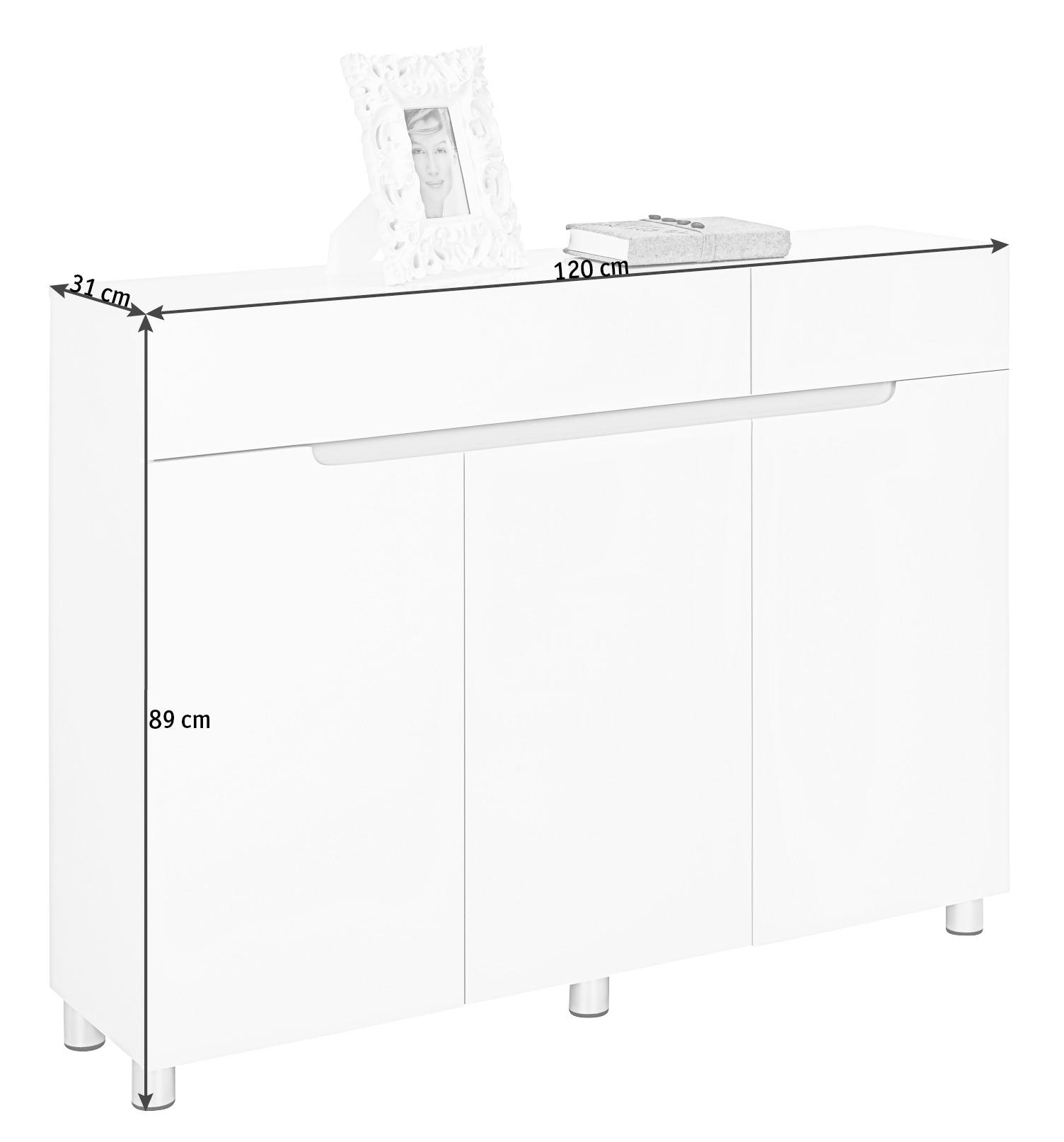 SCHUHSCHRANK Grau, Weiß  - Weiß/Grau, Design, Holzwerkstoff/Metall (120/89/31cm) - Xora