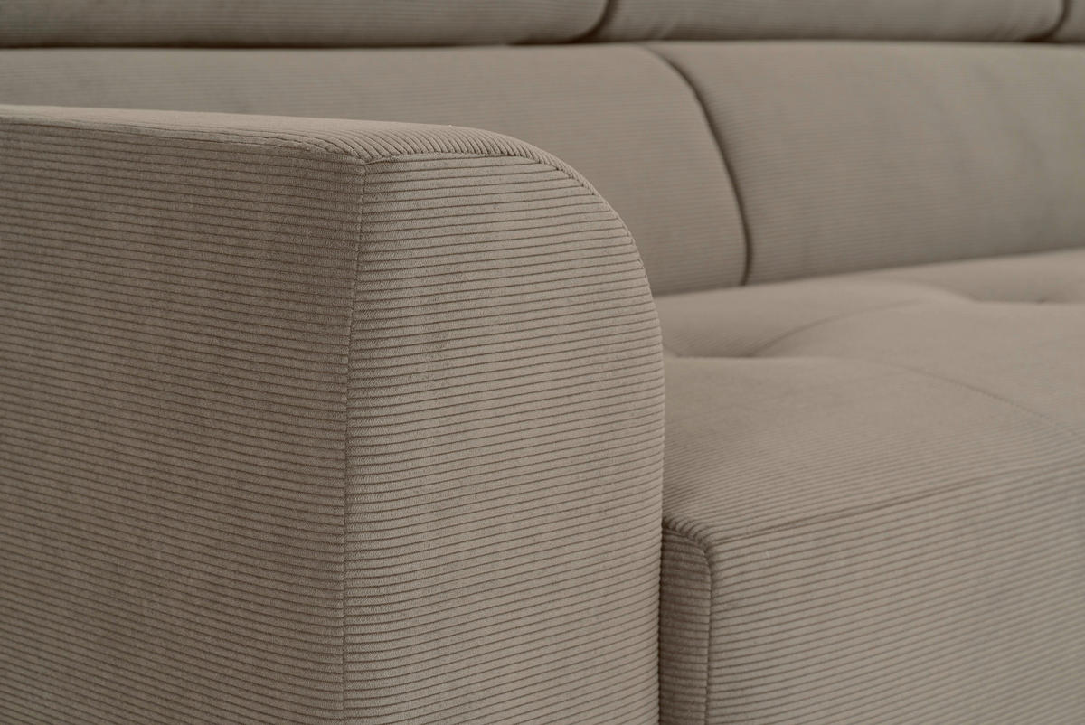 ECKSOFA in Feincord Graubraun  280/205 cm  - Graubraun/Schwarz, Design, Textil/Metall (280/205cm) - Xora