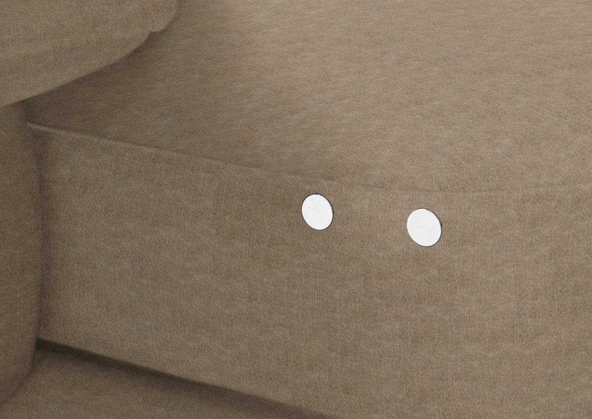 ECKSOFA in Velours Hellbraun  - Hellbraun/Schwarz, Design, Textil/Metall (180/310cm) - Dieter Knoll