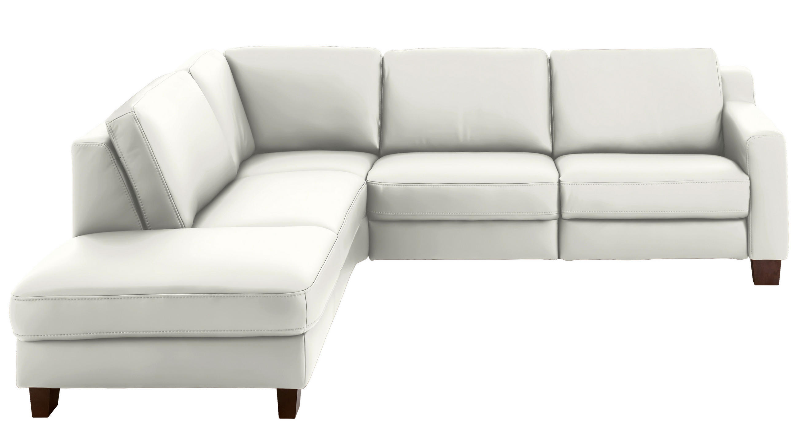 ECKSOFA in Echtleder Ecru  235/259 cm  - Ecru/Eichefarben, Design, Leder/Holz (235/259cm) - Valdera