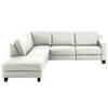 ECKSOFA in Echtleder Ecru  - Ecru/Eichefarben, Design, Leder/Holz (235/259cm) - Valdera
