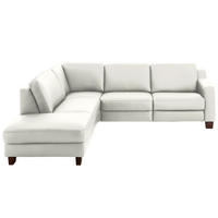 ECKSOFA in Echtleder Ecru  235/259 cm  - Ecru/Eichefarben, Design, Leder/Holz (235/259cm) - Valdera