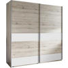 SCHWEBETÜRENSCHRANK 135/198/64 cm 2-türig Weiß, Eichefarben  - Eichefarben/Silberfarben, Design, Holzwerkstoff/Metall (135/198/64cm) - MID.YOU