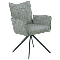 ARMLEHNSTUHL Eisen Webstoff  - Schwarz/Grün, Design, Textil/Metall (60/89/66cm) - Carryhome