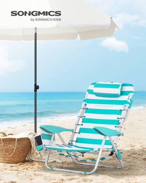 STRANDSTUHL Aluminium Weiß, Mintgrün  - Weiß/Mintgrün, Basics, Textil/Metall (63/75/68cm) - Modante