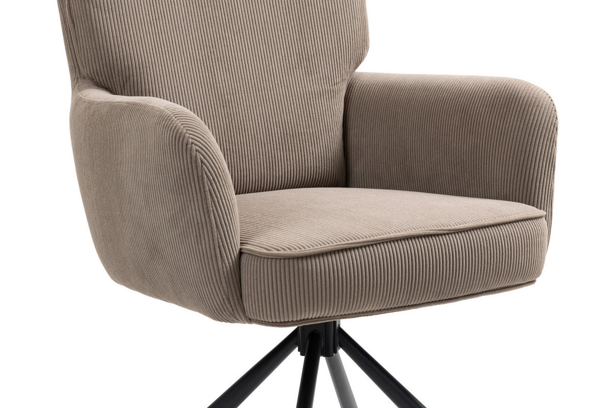 ARMLEHNSTUHL  in Cord  - Schwarz/Braun, KONVENTIONELL, Textil/Metall (60/95/67cm) - MID.YOU