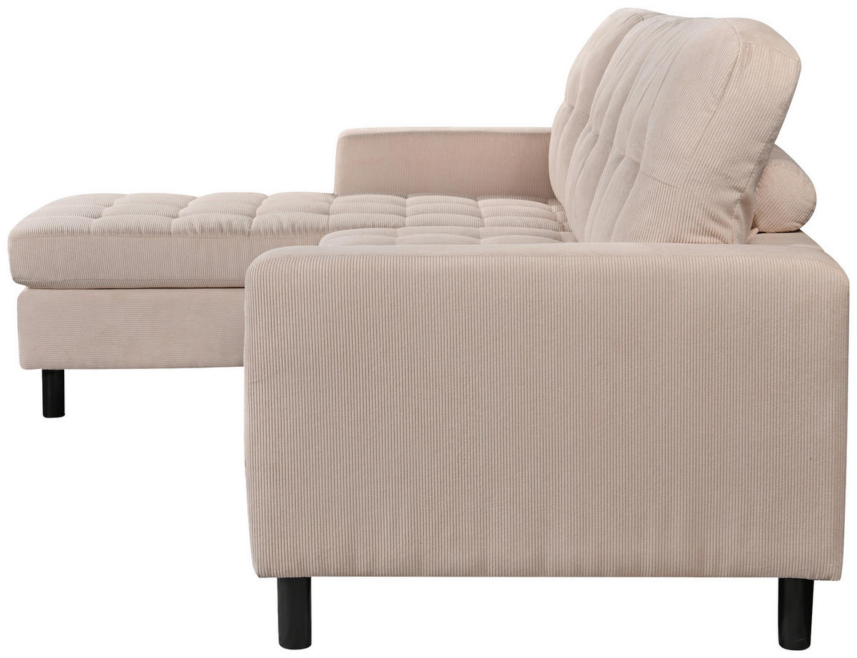 ECKSOFA ARDEN Creme Struktur Rückenkissen  - Creme/Schwarz, Design, Kunststoff/Textil (231/153cm) - MID.YOU
