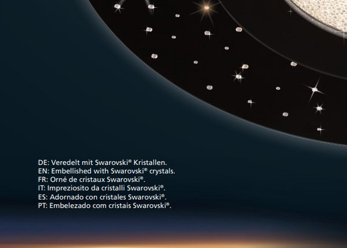 Deckenleuchte echte Swarovski 24 W  50/6 cm    - Schwarz, Design, Glas/Metall (50/6cm)