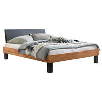 BETT 200/200 cm,  in Anthrazit, Wildeiche,  - Wildeiche/Eichefarben, Natur, Holz/Metall (200/200cm) - Hasena