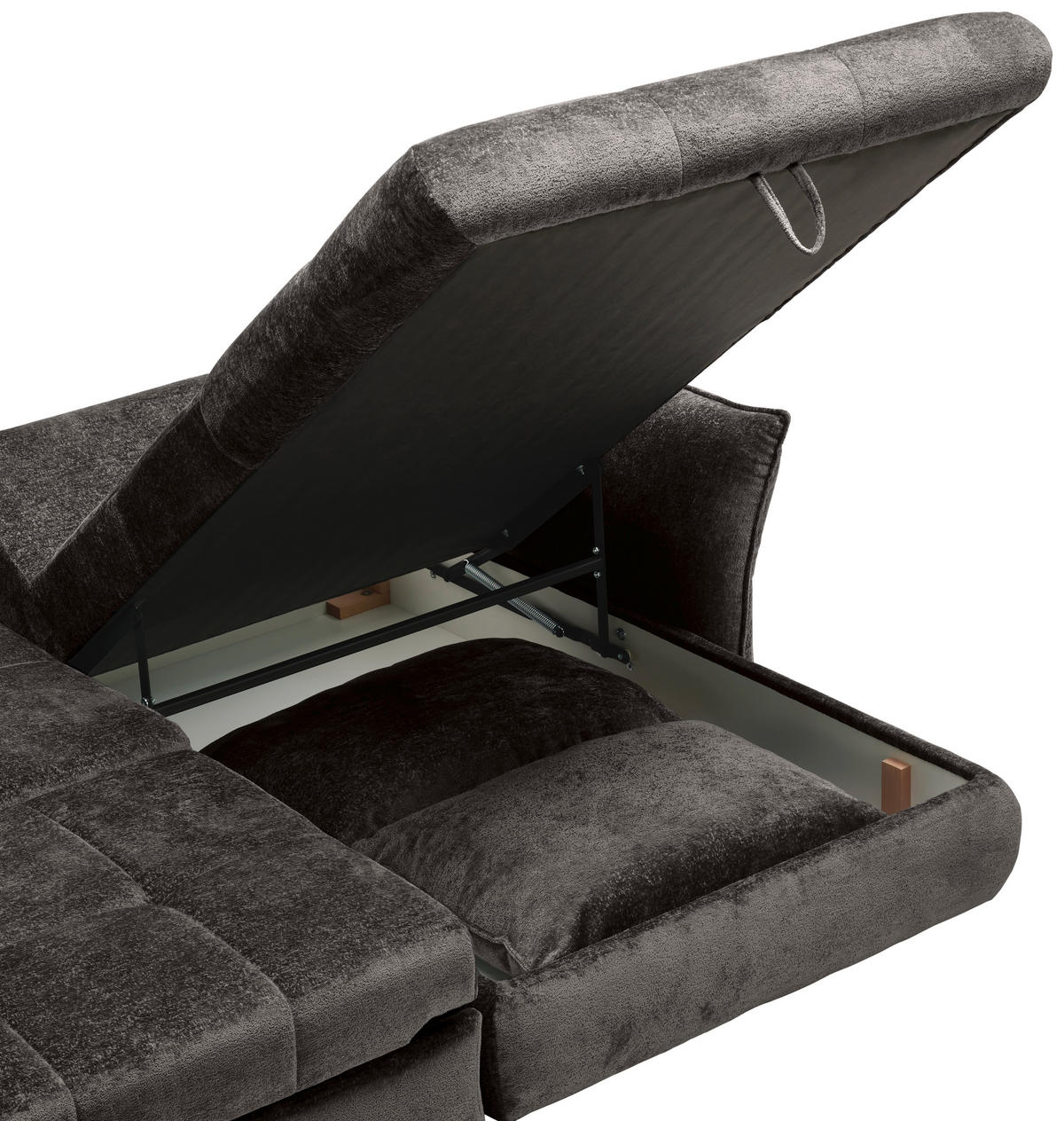 ECKSOFA in Chenille Graphitfarben  - Schwarz/Graphitfarben, Konventionell, Kunststoff/Textil (275/180cm) - Stylife