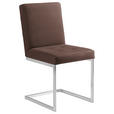 SCHWINGSTUHL  in Stahl Mikrofaser  - Edelstahlfarben/Braun, Design, Textil/Metall (45/91/58cm) - Moderano