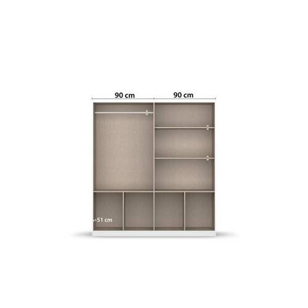 Thumbnail - Rauch Möbel Drehtürenschrank, Weiß, Grau, Holzwerkstoff, 2 Fächer, 8 Schubladen, 181x197x54 cm, Blauer Engel, Made in Ge...