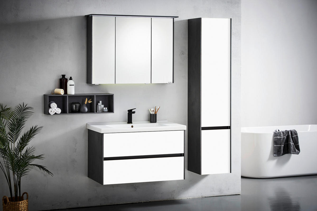 BADEZIMMER  in 92 cm  - Dunkelgrau/Weiß, KONVENTIONELL, Glas/Keramik (92cm) - Dieter Knoll