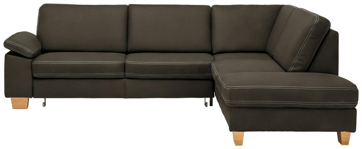 ECKSOFA  in Echtleder Olivgrün  274/235 cm  - Eichefarben/Beige, KONVENTIONELL, Leder/Holzwerkstoff (274/235cm) - Beldomo Premium