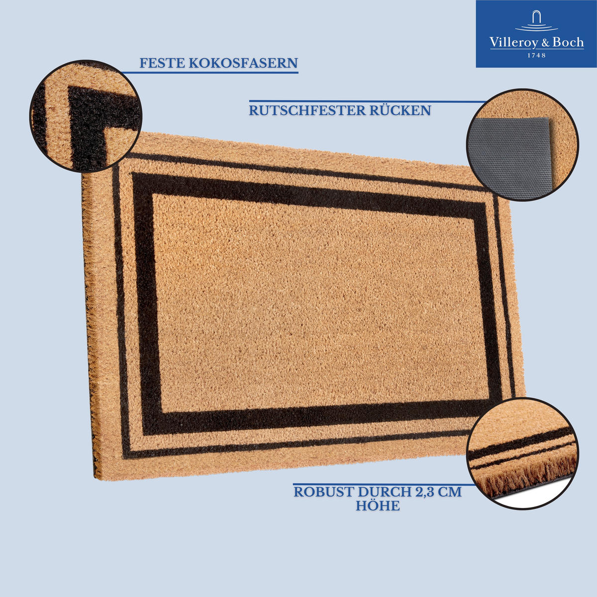 FUSSMATTE  50/80 cm  Schwarz, Hellbraun  geometrisch  - Hellbraun/Schwarz, Basics, Kunststoff/Textil (50/80cm) - Villeroy & Boch
