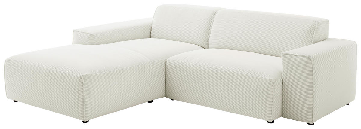 ECKSOFA in Cord Weiss  - Weiss/Schwarz, Design, Kunststoff/Textil (189/230cm) - Pure Home Lifestyle