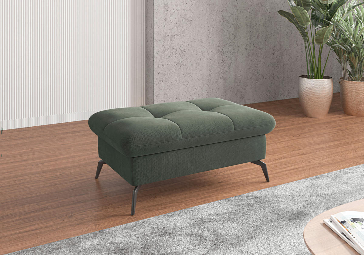 HOCKERTextil Grün  - Schwarz/Grün, Konventionell, Textil/Metall (102/47/69cm) - Sit & More