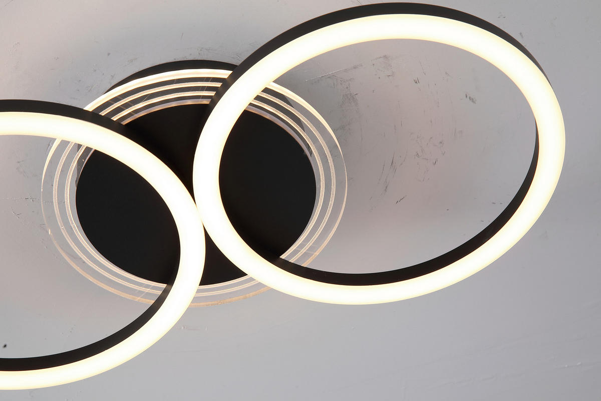 DECKENLEUCHTE Contour 23/46/6 cm  - Schwarz, Design, Kunststoff/Metall (23/46/6cm)