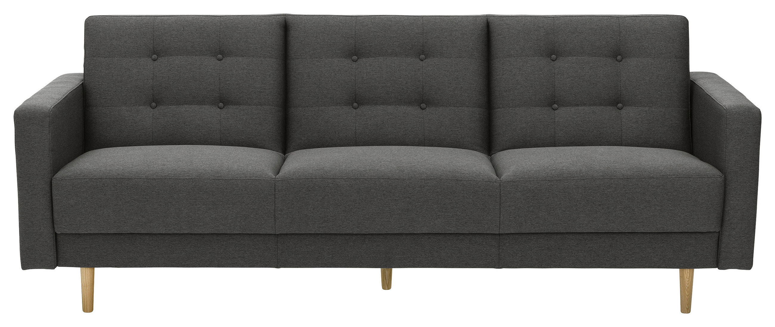 3-SITZER-SOFA Flachgewebe Anthrazit  - Eschefarben/Anthrazit, MODERN, Holz/Textil (224/81/83cm) - Max Winzer