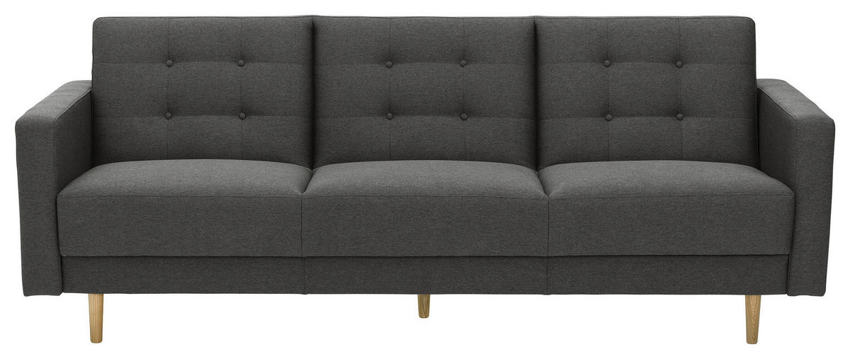 3-SITZER-SOFA in Flachgewebe Anthrazit  - Eschefarben/Anthrazit, MODERN, Holz/Textil (224/81/83cm) - Max Winzer