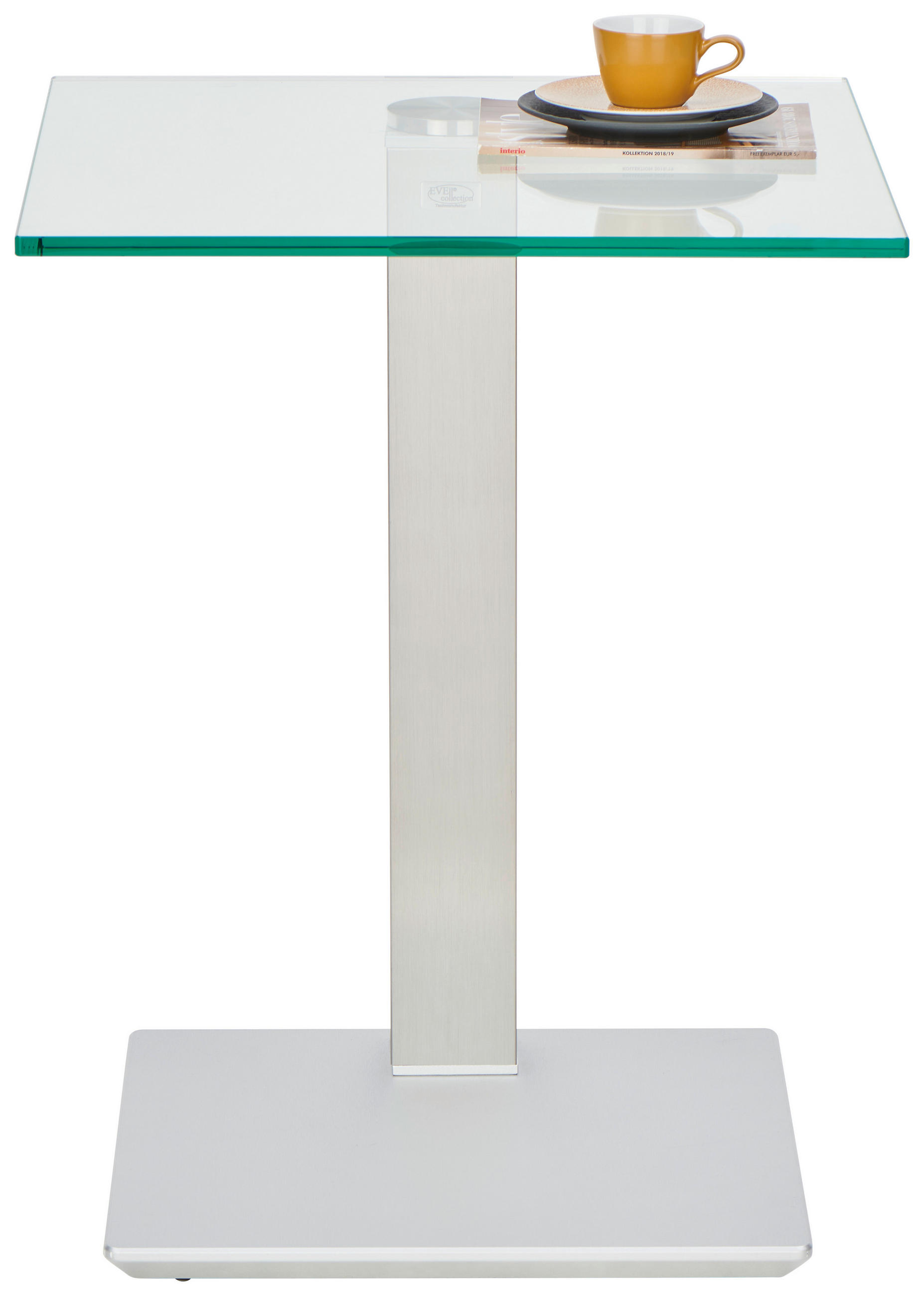 BEISTELLTISCH in Metall, Glas 50/50/65 cm  - Edelstahlfarben/Nickelfarben, Konventionell, Glas/Metall (50/50/65cm)