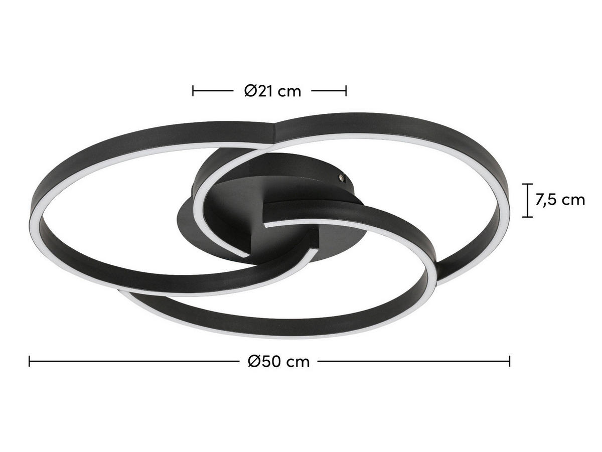 LED SVJETILJKA STROPNA  - crna, Trend, metal/plastika (50/7,5cm) - Novel