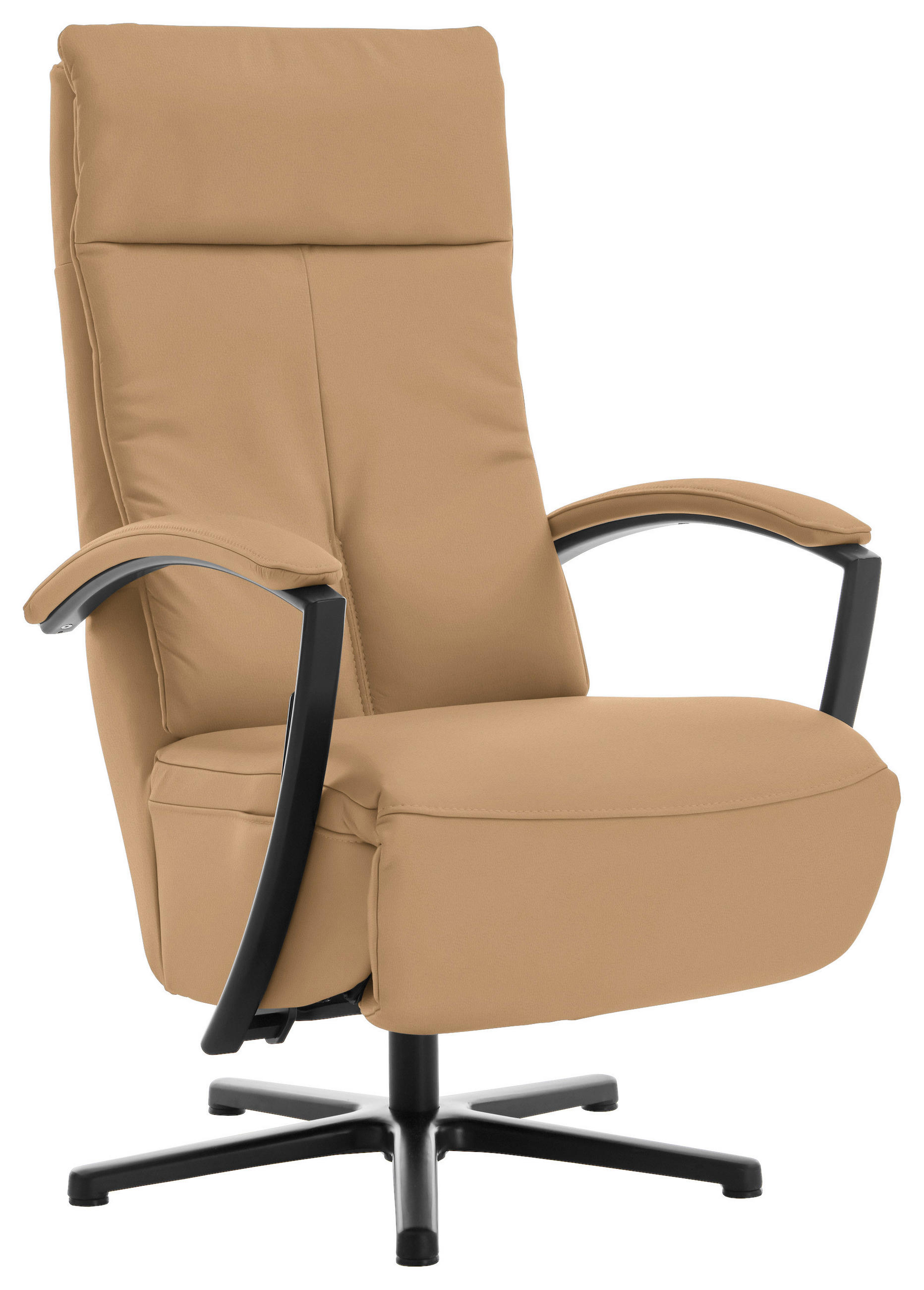 RELAXFÅTÖLJ i läder honung  - honung/svart, Design, metall/läder (76/112/83cm) - Beldomo Premium