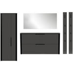 GARDEROBE 5-teilig  in 280/191/34 cm  - Anthrazit/Schwarz, Design, Glas/Holzwerkstoff (280/191/34cm) - Dieter Knoll