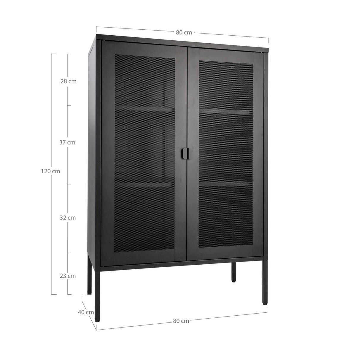 GARDEROBENSCHRANK Melbourne  in 80/120/40 cm  - Schwarz, Design, Metall (80/120/40cm) - MID.YOU