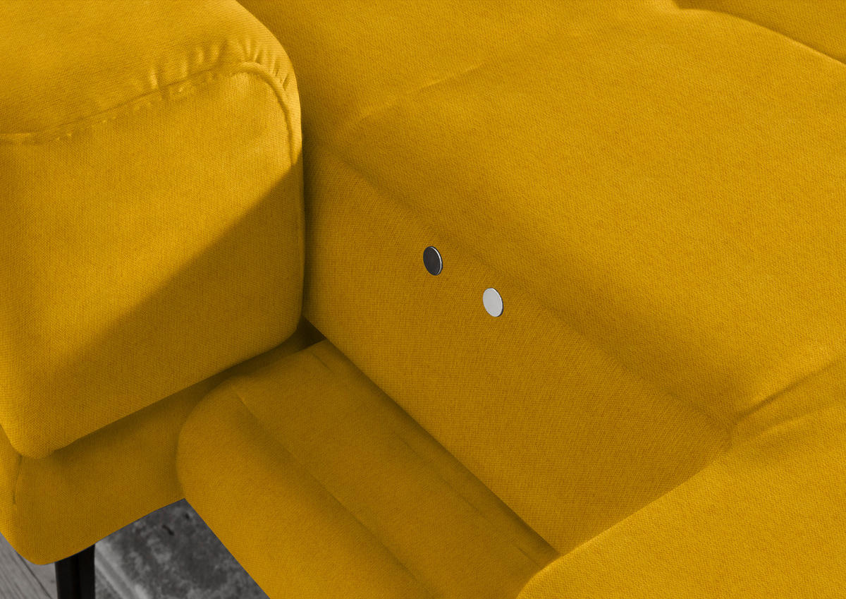 ECKSOFA in Flachgewebe Currygelb  - Currygelb/Schwarz, Design, Textil/Metall (190/309cm) - Beldomo Style