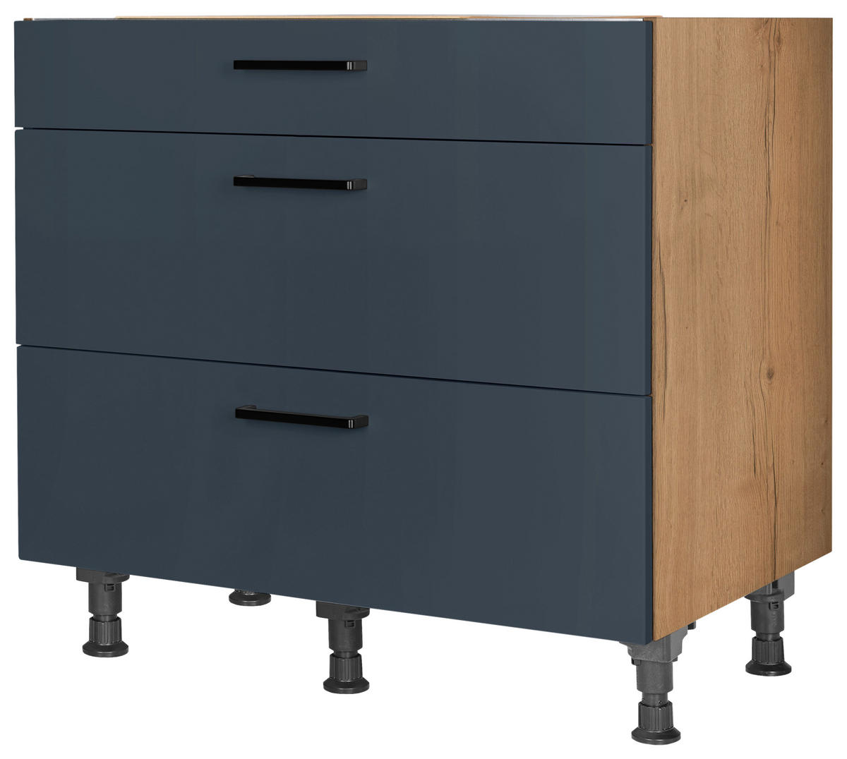 KOCHFELDUMBAUSCHRANK 90,0/87,0/56,0 cm  in Blau, Eichefarben  - Blau/Eichefarben, MODERN, Holzwerkstoff/Metall (90,0/87,0/56,0cm) - Nobilia