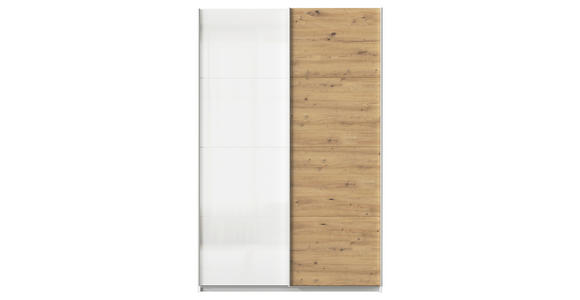 SCHWEBETÜRENSCHRANK  in Weiß, Eiche Artisan  - Alufarben/Weiß, KONVENTIONELL, Holzwerkstoff/Metall (181/229/62cm) - Xora