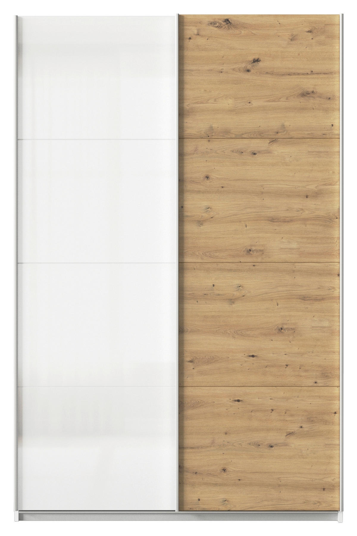 SCHWEBETÜRENSCHRANK  in Weiß, Eiche Artisan  - Alufarben/Weiß, KONVENTIONELL, Holzwerkstoff/Metall (136/229/62cm) - Xora