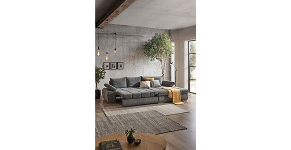 ECKSOFA in Flachgewebe Grau  294/173 cm  - Chromfarben/Weiß, Design, Kunststoff/Textil (294/173cm) - Carryhome