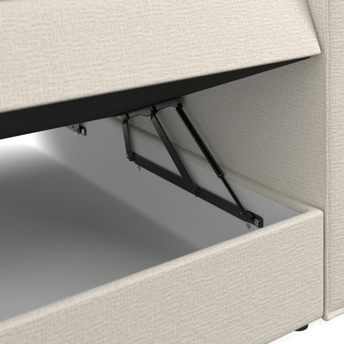 BOXSÄNG 180/200 cm  i cremefärgad  - svart/cremefärgad, Modern, trä/textil (180/200cm) - Visionight