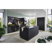 EINBAUKÜCHE DK309  - Eichefarben/Schwarz, Design, Holzwerkstoff - Dieter Knoll