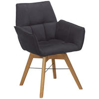 ARMLEHNSTUHL drehbar  in Flachgewebe  - Eichefarben/Schwarz, Design, Holz/Textil (61/87/63cm) - Waldwelt