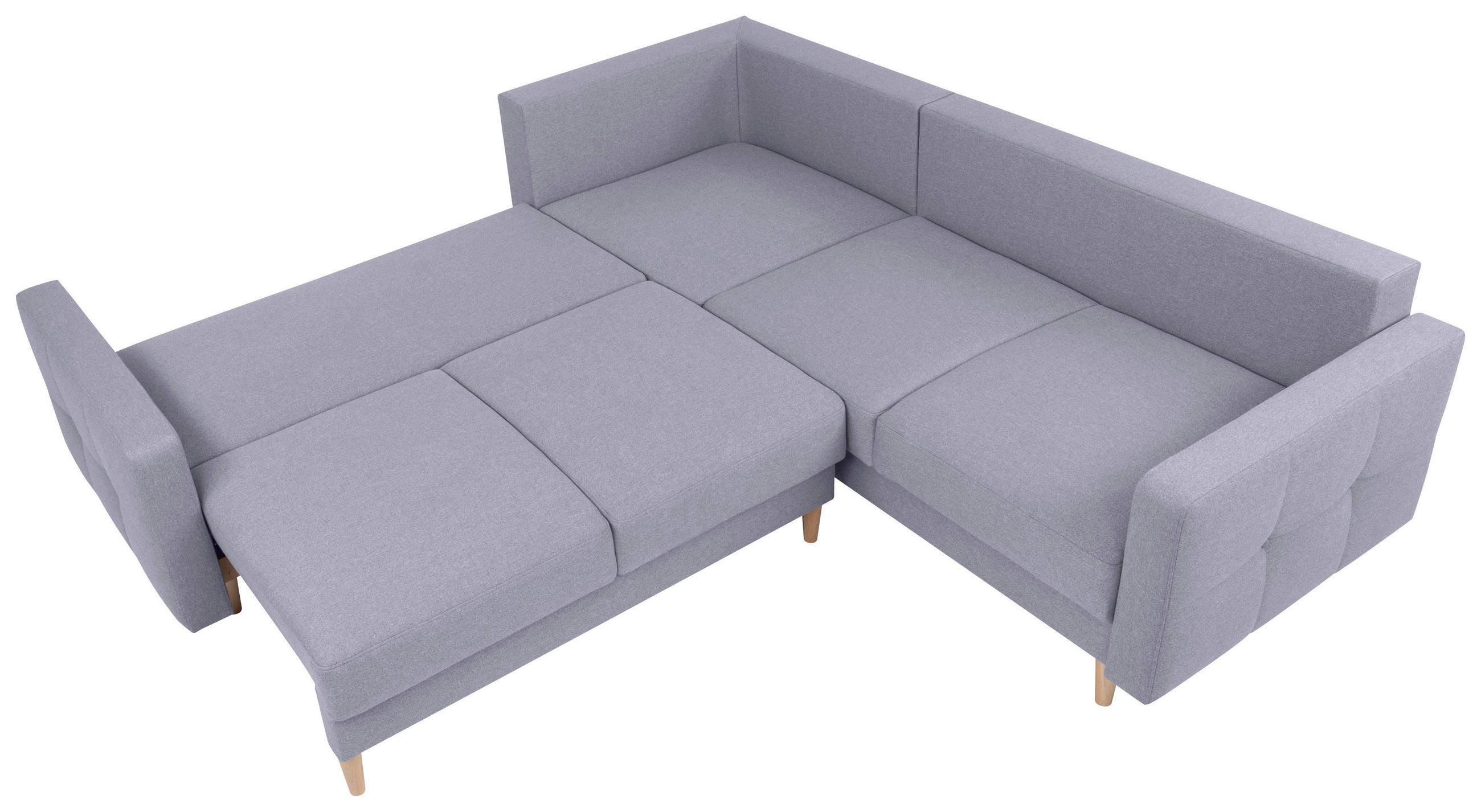 ECKSOFA Hellgrau Flachgewebe  - Eiche Wotan/Hellgrau, KONVENTIONELL, Holz/Textil (242/242cm) - MID.YOU