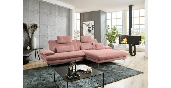 ECKSOFA in Velours Flieder 284/184 cm - Flieder/Schwarz, Design, Textil/Metall (284/184cm) - Dieter Knoll