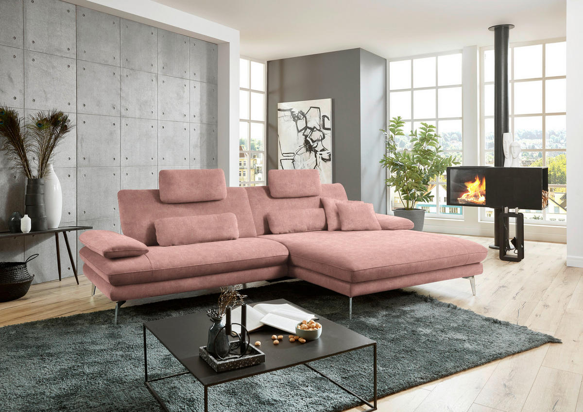 ECKSOFA in Velours Flieder  - Flieder/Schwarz, Design, Textil/Metall (284/184cm) - Dieter Knoll