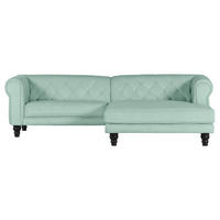 ECKSOFA in Plüsch Mintgrün  260/160 cm  - Dunkelbraun/Mintgrün, Design, Holz/Textil (260/160cm) - MID.YOU