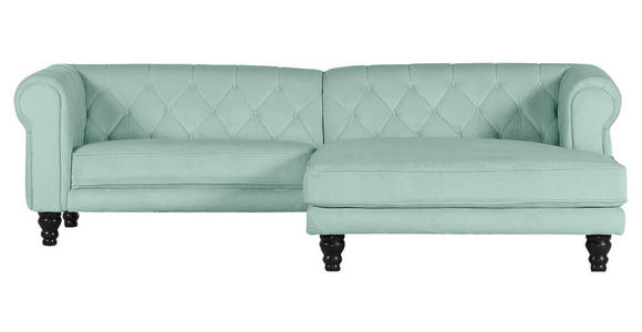 ECKSOFA Mintgrün Plüsch  - Dunkelbraun/Mintgrün, Design, Holz/Textil (260/160cm) - Carryhome