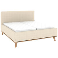 POLSTERBETT 180/200 cm,  in Creme, Matratze, Lattenrost, Bettkasten, H2 + H2 = mittel  - Eichefarben/Creme, Design, Holz/Textil (180/200cm) - Musterring