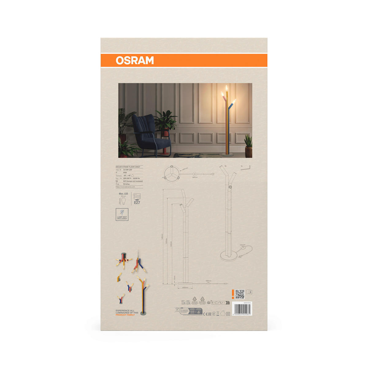 STEHLEUCHTE 25,7/146,5 cm    - Design, Metall (25,7/146,5cm) - Osram