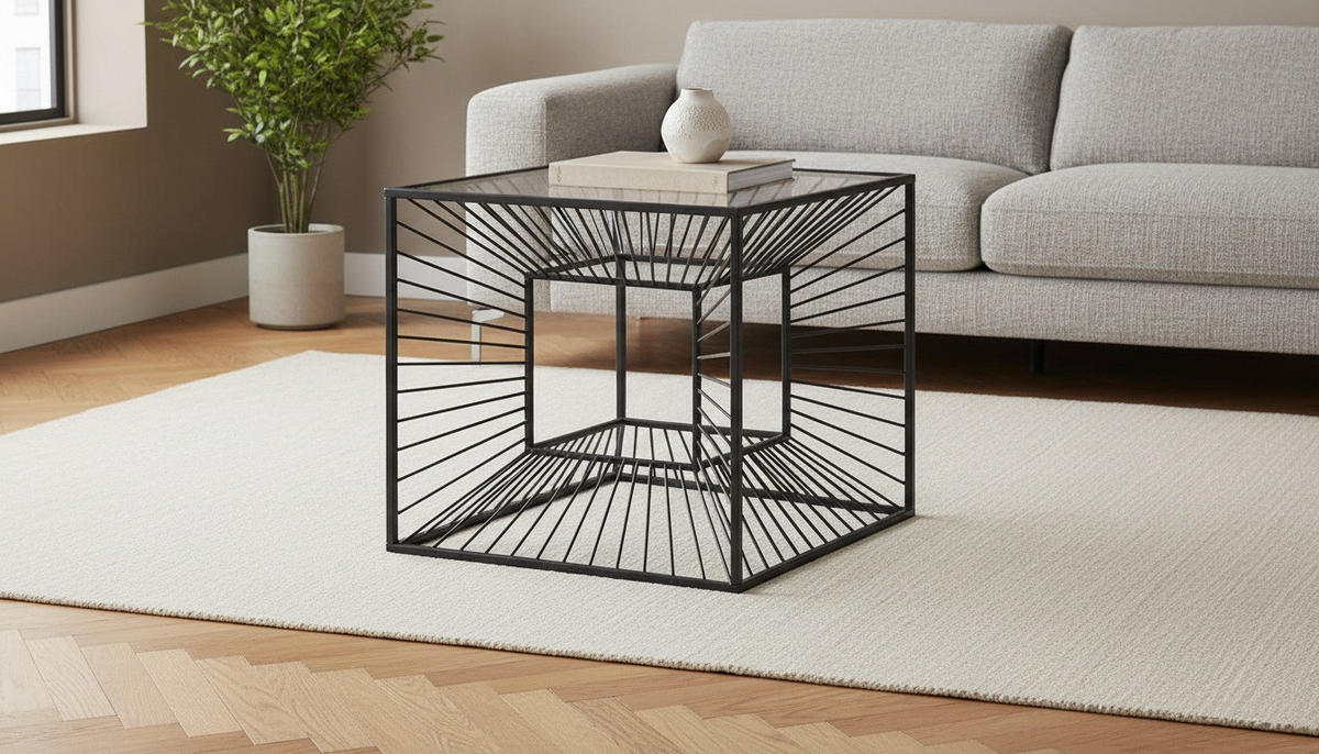 COUCHTISCH ESG 40/40/40 cm quadratisch Schwarz  - Schwarz, Trend, Glas/Metall (40/40/40cm) - Xora
