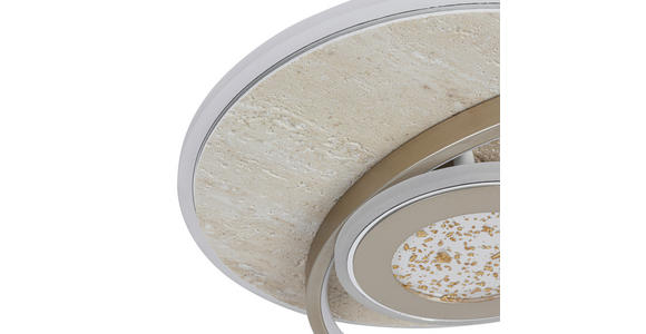 LED-DECKENLEUCHTE Travera 54,5/43/8 cm  - Sandfarben/Chromfarben, Design, Kunststoff/Stein (54,5/43/8cm) - Novel